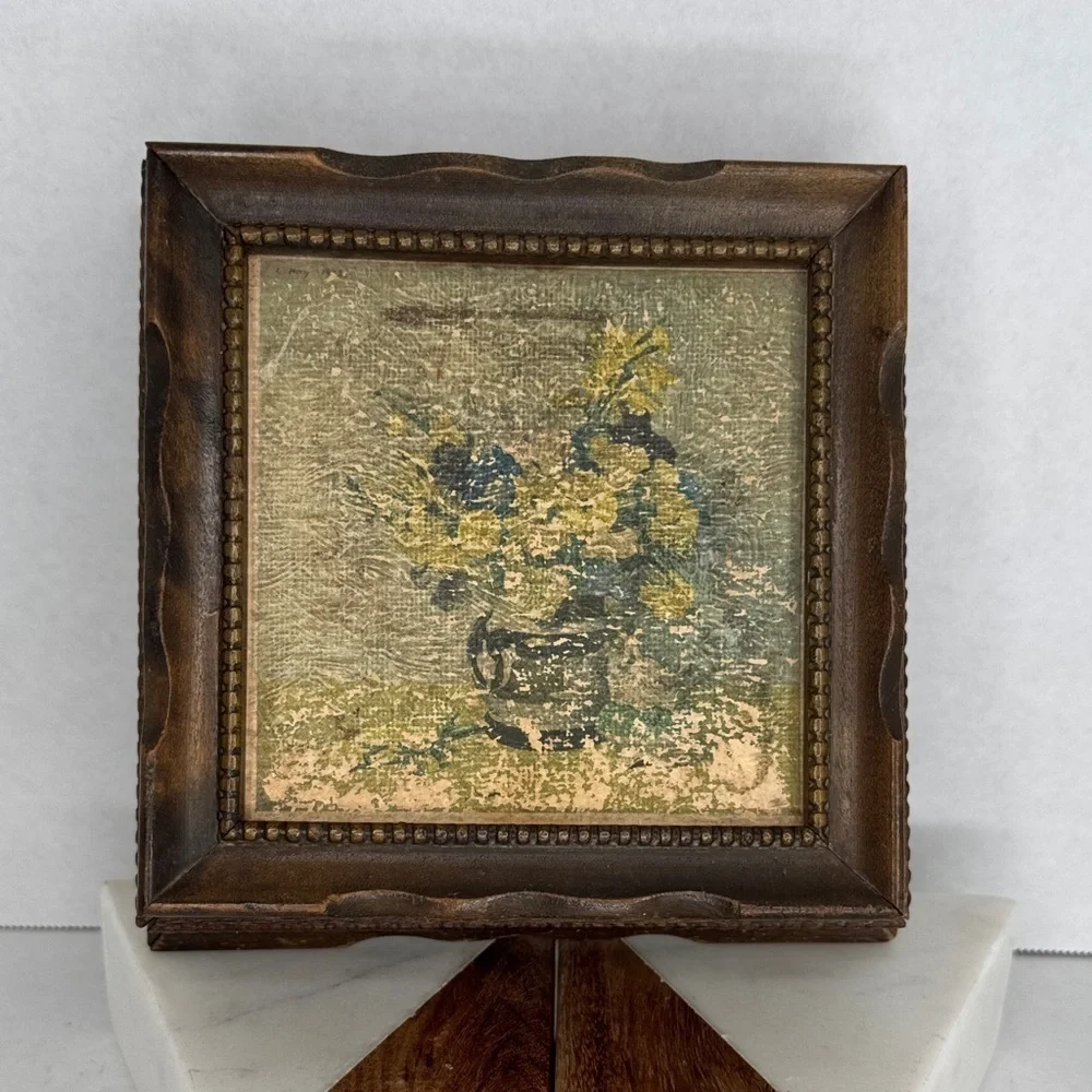Antique Floral Framed Mirrored Dresser Box